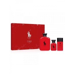 (M) RALPH LAUREN POLO RED 4.2 EDT SP + 1.3 EDT + 2.6 DT 
